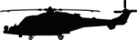 a helicopter silhouetted against a white background