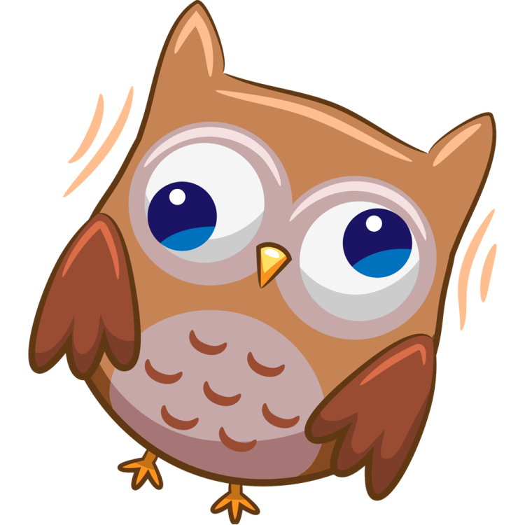 a brown owl with blue eyes