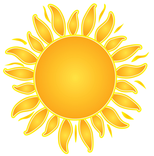 a yellow sun on white background