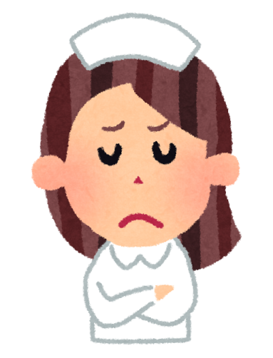 an illustration of a nurse with her head down