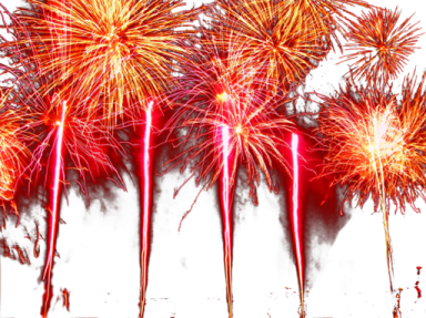 a group of fireworkss on a white background