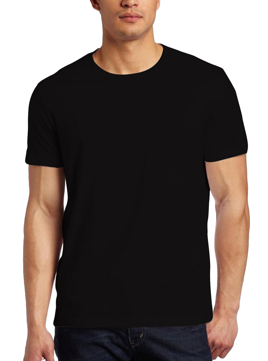 a man wearing a black t - shirt