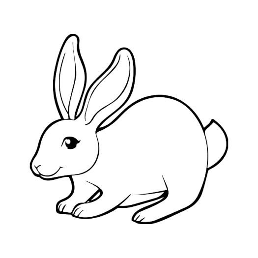 a black and white drawing of a rabbit