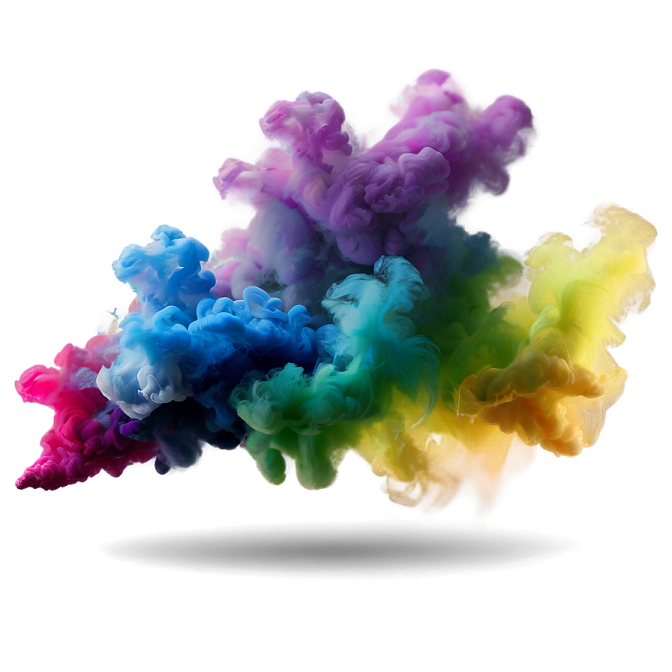 colorful smoke on a white background