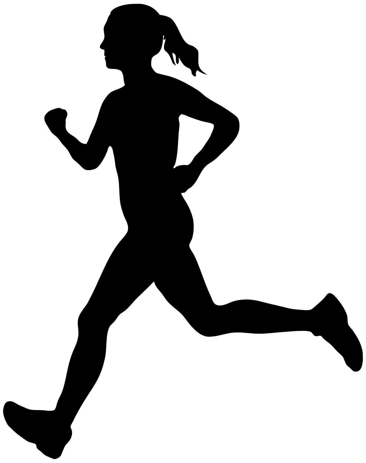 a silhouette of a woman running