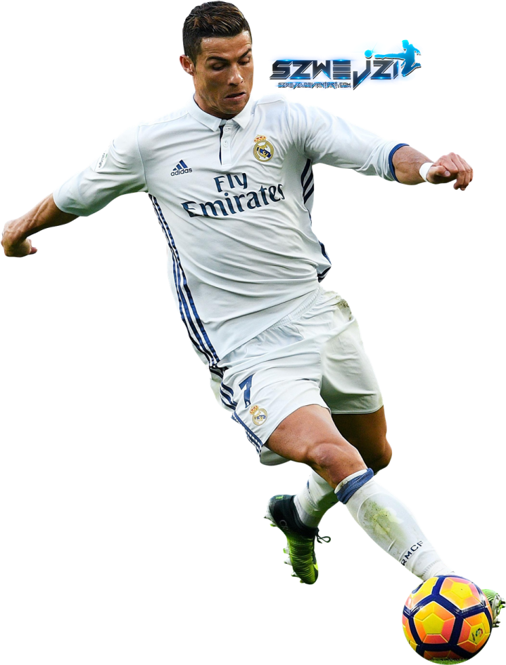 a man kicking a soccer ball in the air