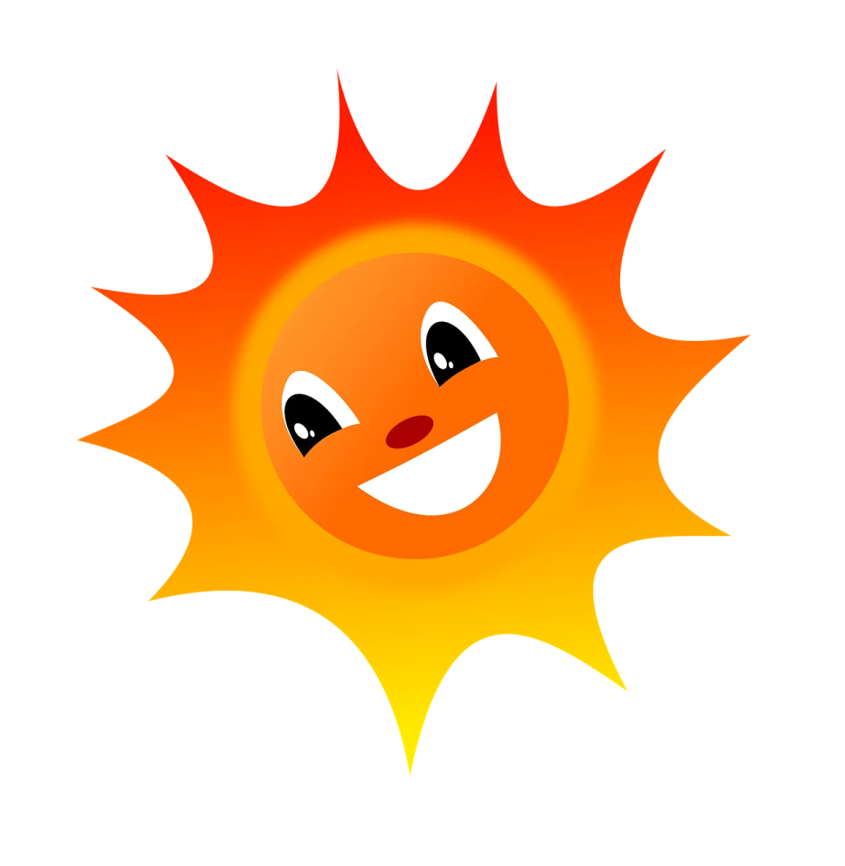 a cartoon sun with a smiling face