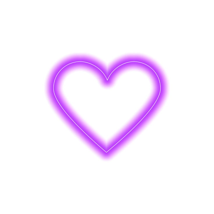 a neon heart on a white background
