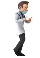 a man wearing a face mask and holding a cell phone