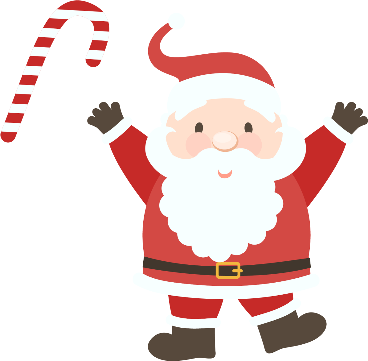 a santa claus holding a candy cane