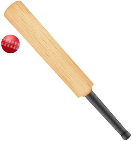 a cricket bat and ball on a white background