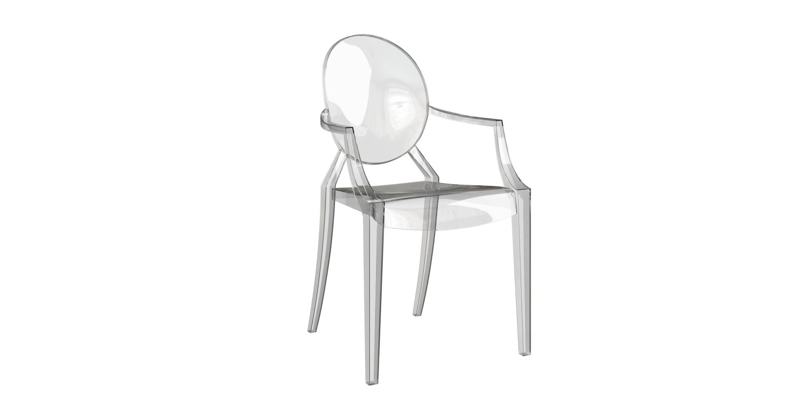 a clear plastic chair on a white background