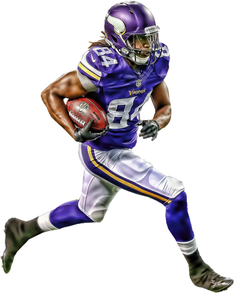 a drawing of a football player running with the ball