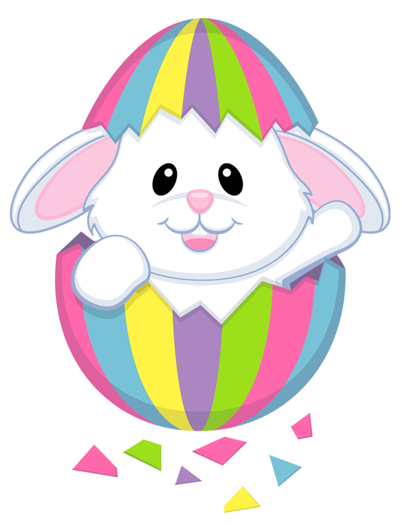 an easter egg with a smiling bunny inside