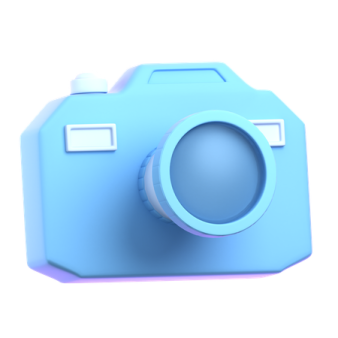 a blue camera on a white background
