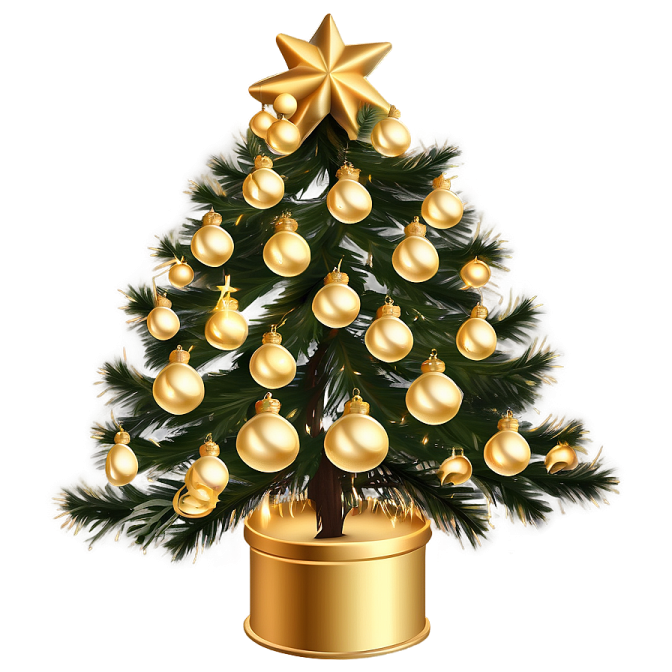 a christmas tree with gold ornaments on it