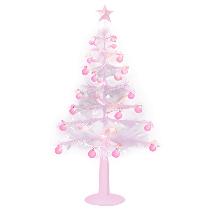 a pink christmas tree on a white background