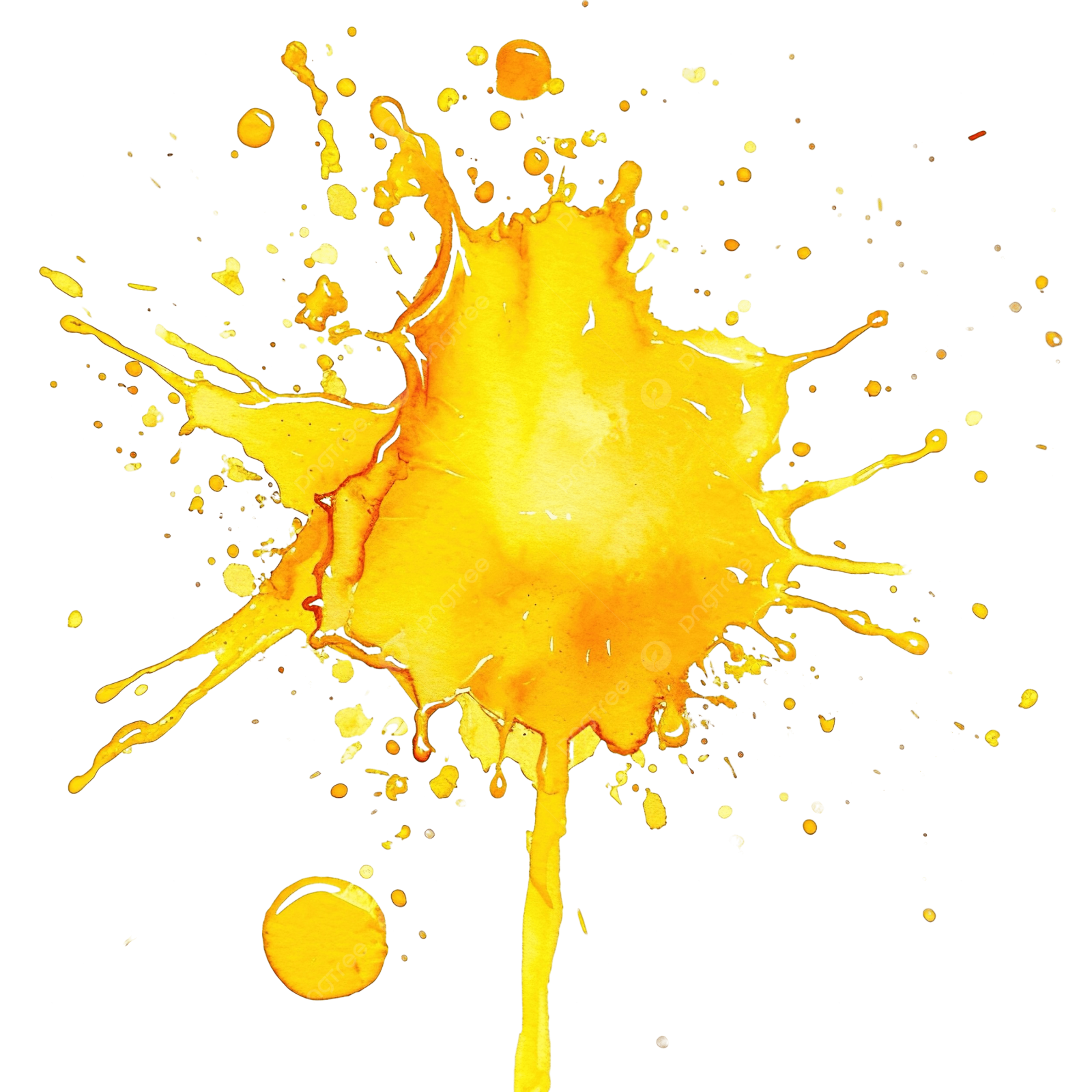 a yellow paint splash on a white background