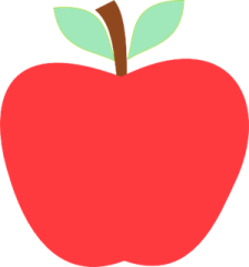 an apple with a green leaf on it