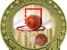 a basketball medal with the number 1 on it