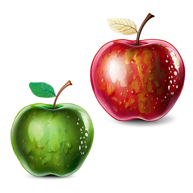 an apple and a green apple