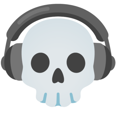 a skull wearing headphones