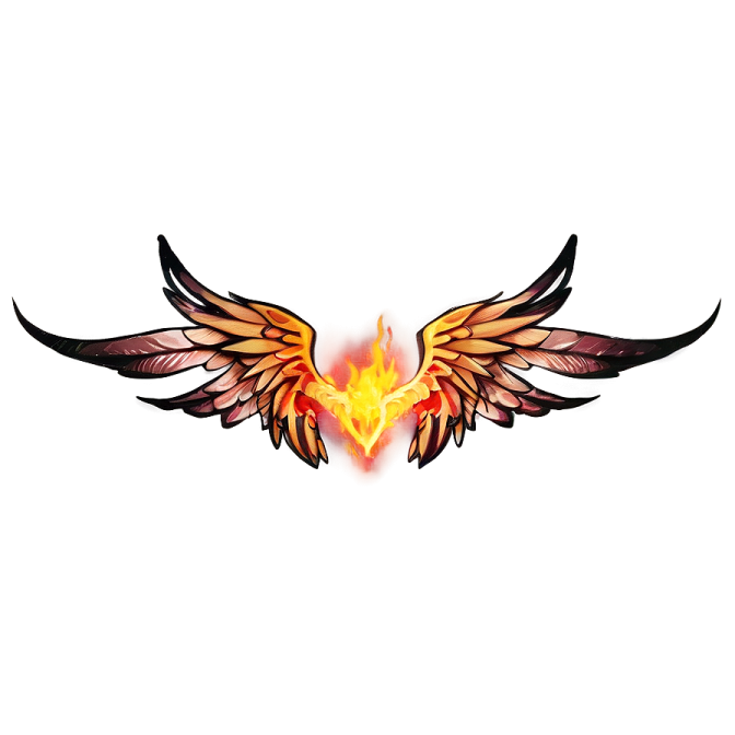 a tattoo design with wings and flames