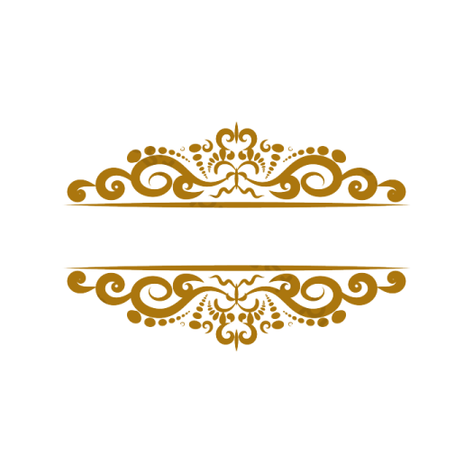 a pair of gold flourishs on a white background