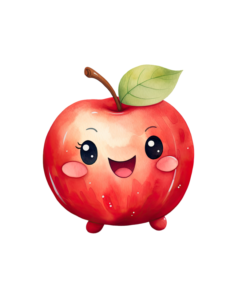 a red apple with a green leaf on top of it