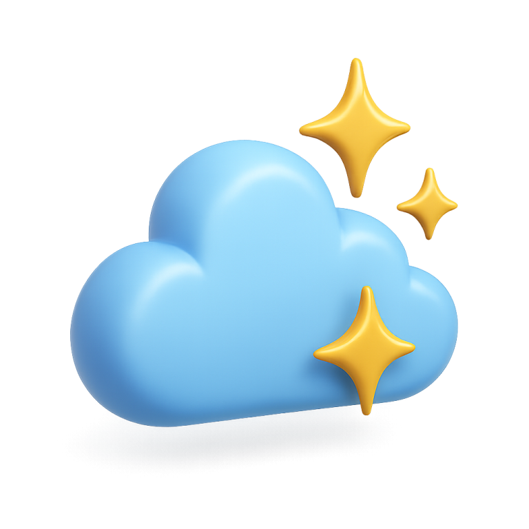 a blue cloud with two stars on top