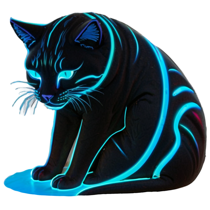 a black cat sitting on top of a white surface