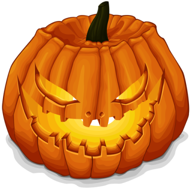 a halloween pumpkin with an evil face
