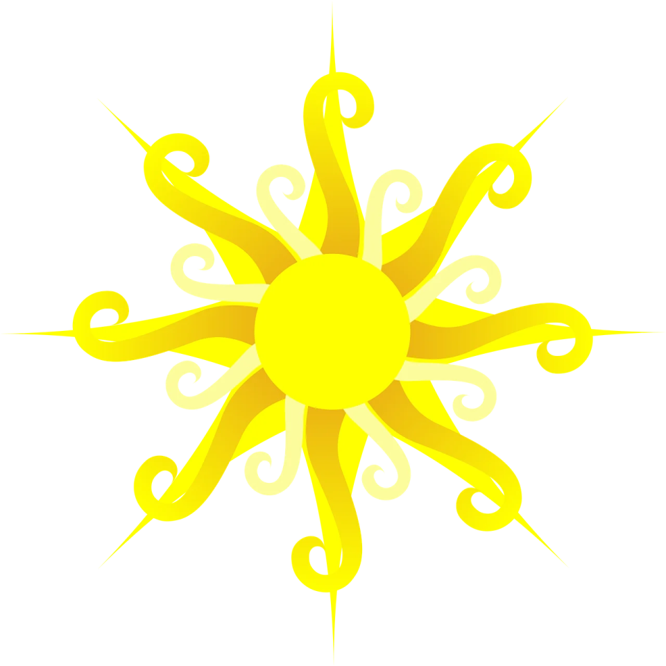 a yellow sun with swirls on it