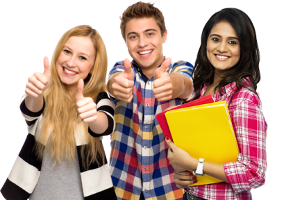 a group of young people giving thumbs