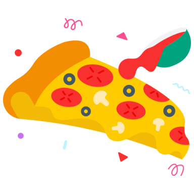 a slice of pizza on a white background