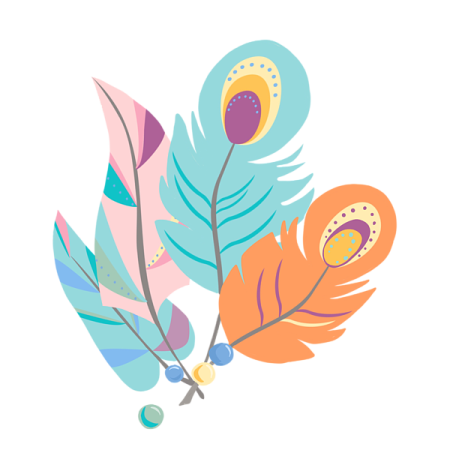 a bunch of colorful feathers