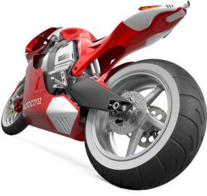 a red and white motorcycle on a white background