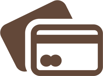 a brown credit card with a white background