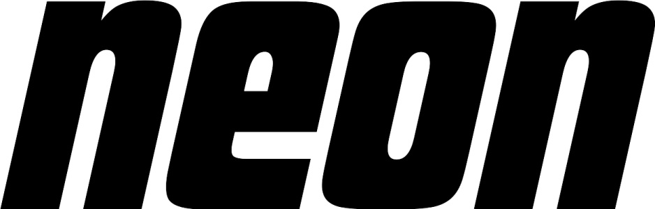 a black and white logo with the word neon