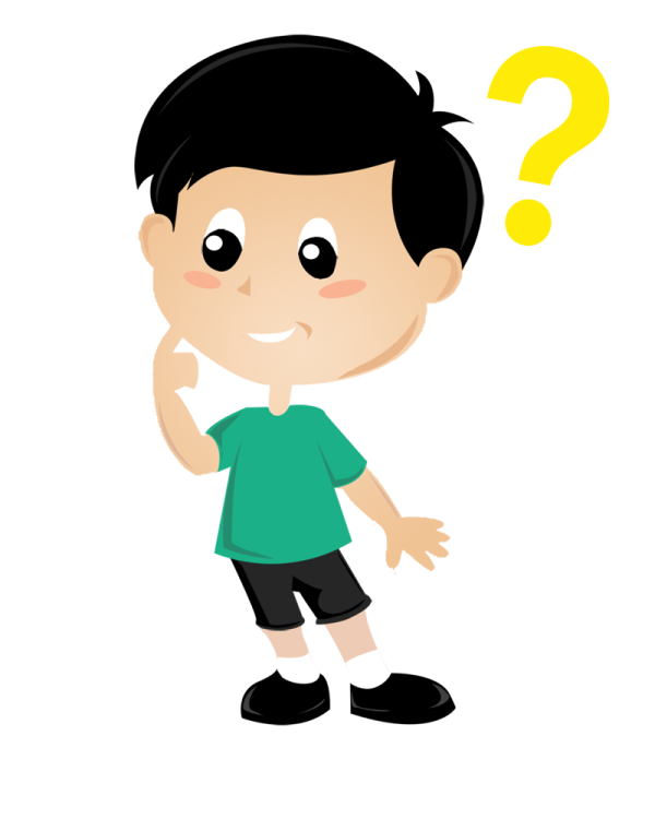 a boy with a question mark
