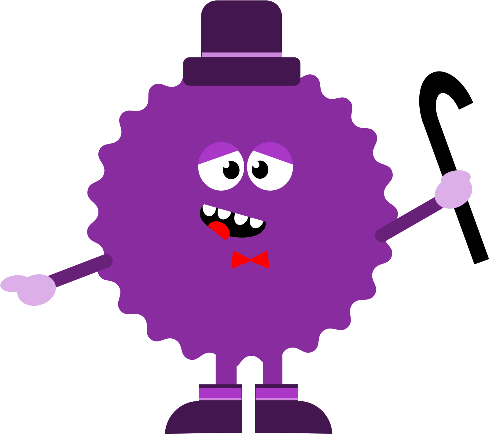 a purple cartoon character holding an umbrella