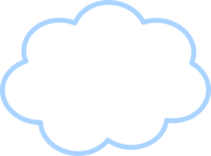 a white cloud with a blue outline