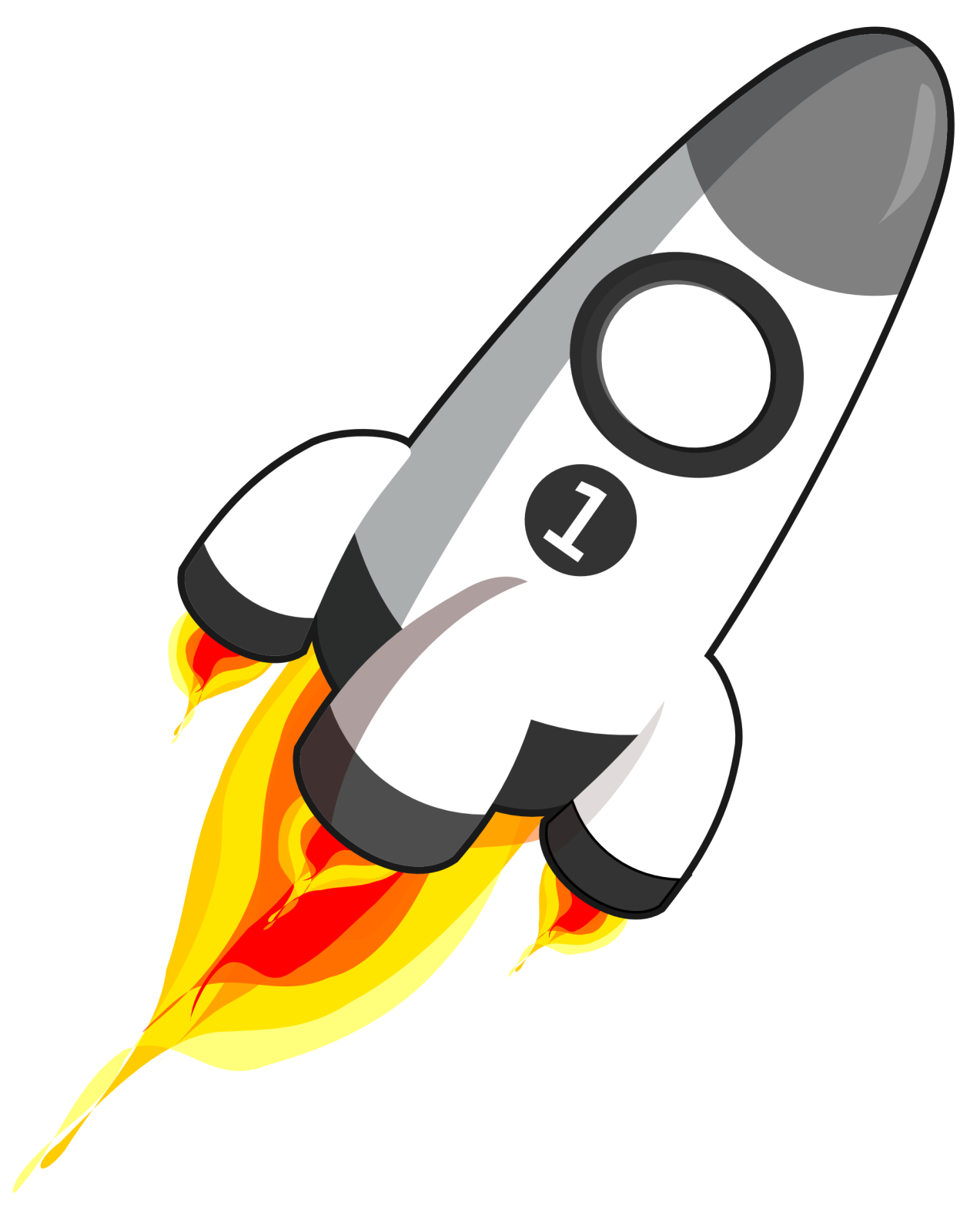 a cartoon rocket flying through the air