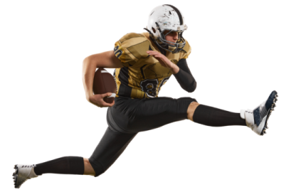 a football player is running with the ball