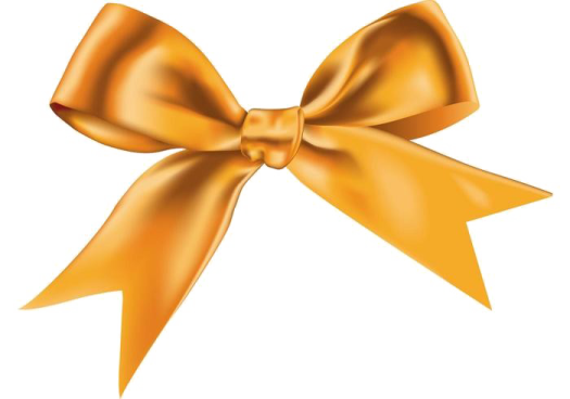 a gold bow on a white background