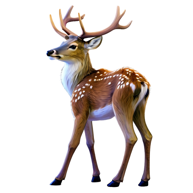 a deer standing in front of a white background