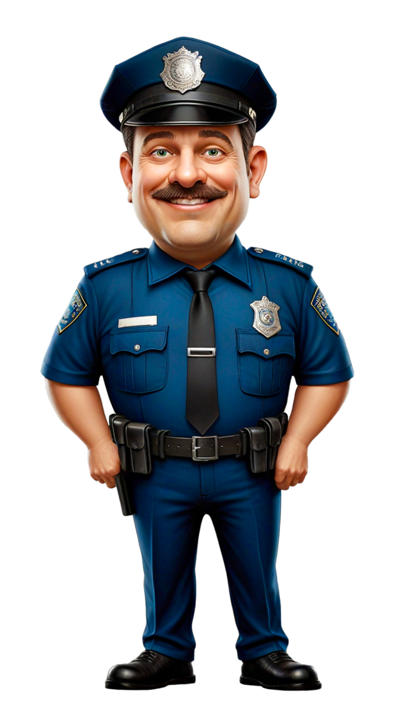 a cartoon character dressed as a police officer
