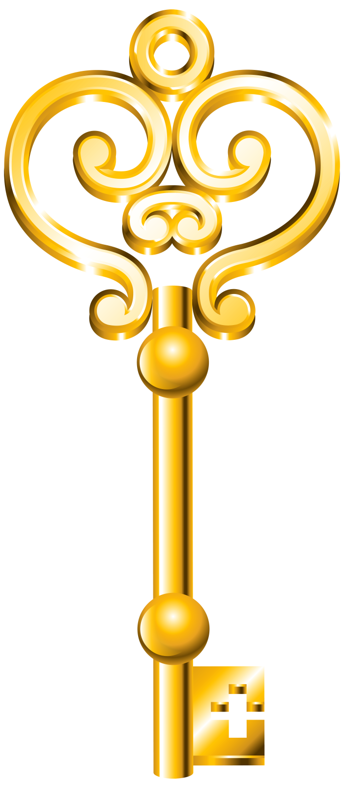 a golden key on a white background