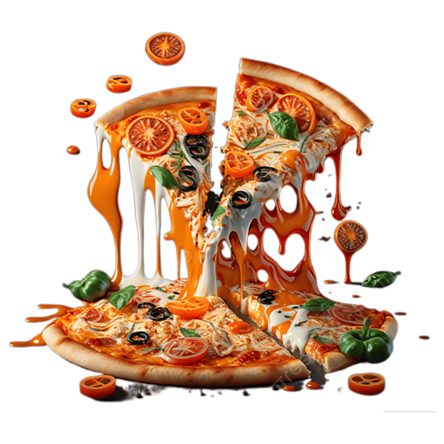 a slice of pizza with melted sauce on it