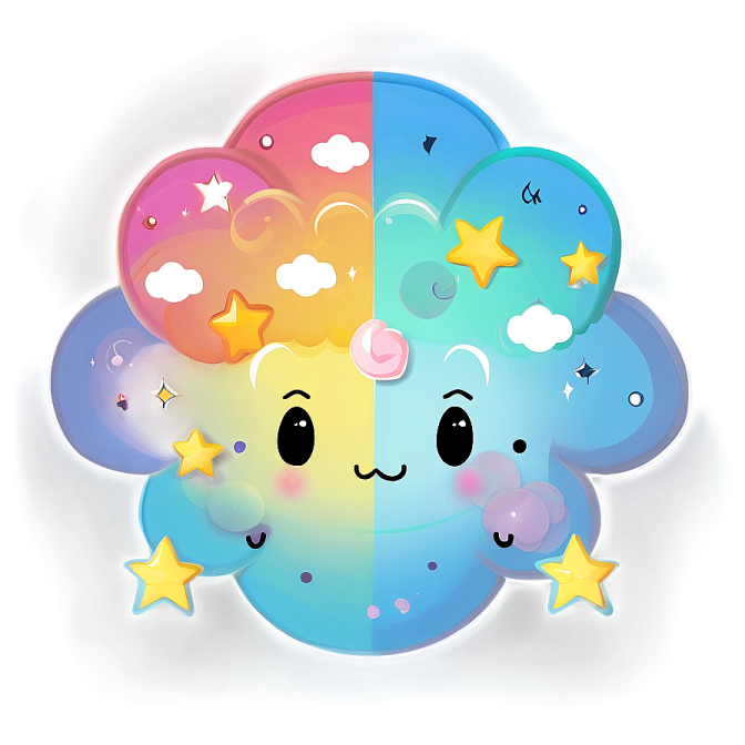 a cartoon cloud with stars and clouds
